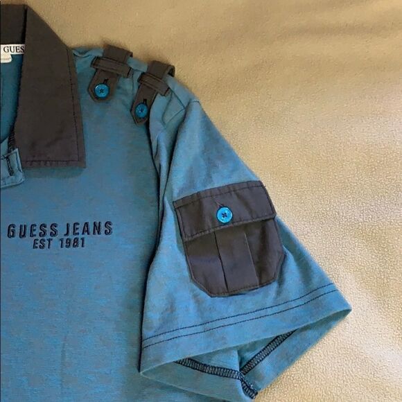 Guess blue two tone Polo Shirt - Picture 3 of 5
